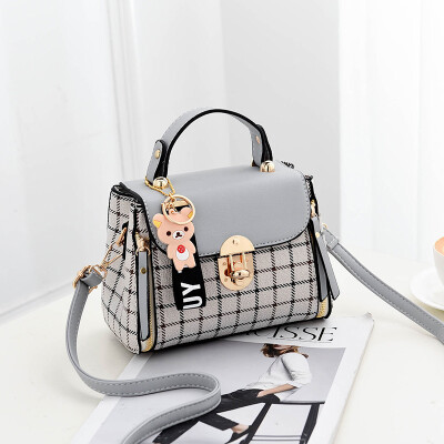 

Bag-lady Stitching Lattice Twisted Bag Korean Hand-held Small Square Bag Single Shoulder Fairy ins Super-hot Bag