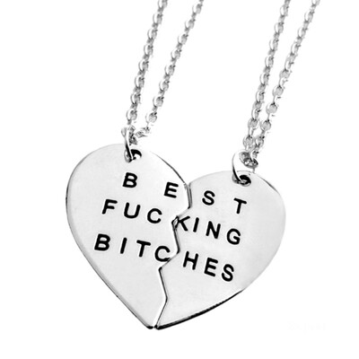 

Hot New Chic Best Bitches Best Friend Forever 2Pieces Break Heart Pendant Necklace
