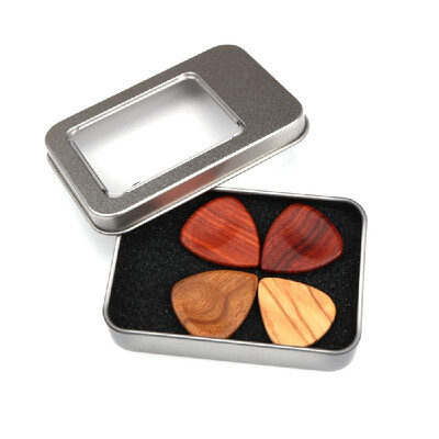 

Guitar Wooden Pick Box Holder Collector with 2pcs Wood Picks