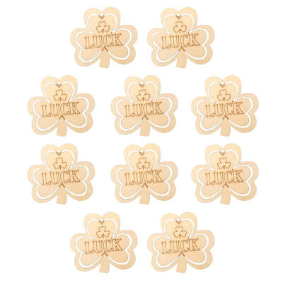 

10pcs 3 Leaves Shamrock Wood Pendant DIY Ireland StPatrick Day Party Decor