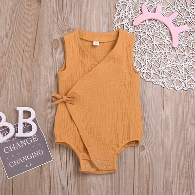 

Summer Infant Baby Boys&Girls Sleeveless Solid Print Romper Bodysuit