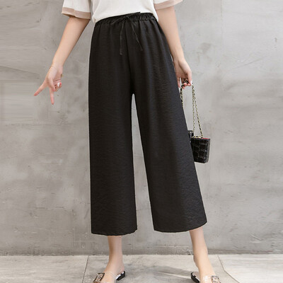 

Tailored Fashion Women Casual Cotton&Linen Solid Trousers Loose Ankle-Length Pant