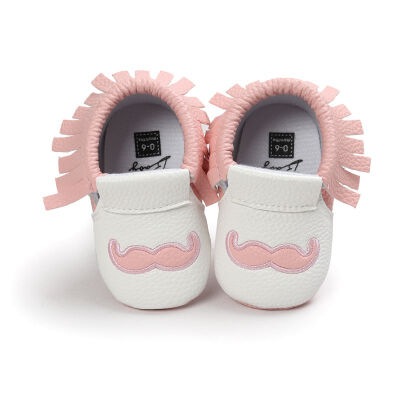 

Fashion Fringe Baby Grils Autumn Kids Mustache Pattern Anti-skid Soft Slip on First Walkers Shoes