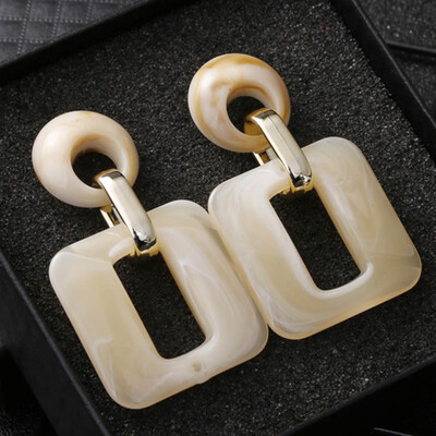 

2019 Trendy Irregular Resin Dangle Earrings For Women Statement Long Big Geometric Dangling Earring Female Jewelry