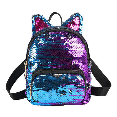 

Cute Sequins Cat Ear Backpacks Women Shoulder School Bags Small Knapsack