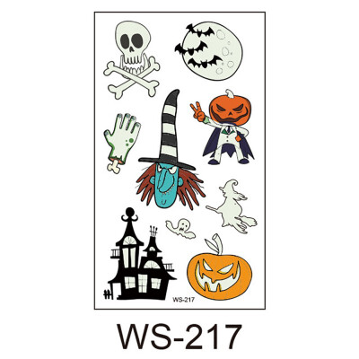 

New Style Cute Funny Halloween Cartoon Luminous Eco-friendly Tattoo Waterproof Safety Sticker