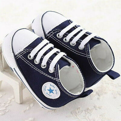 

Newly Toddler Kids Canvas Sneakers Baby Boy Girl Soft Sole Crib Non-slip Shoes