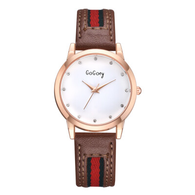 

Womens Watches Beautifully Studded Rose Gold Frame Fashion PU Strap Quartz Watch