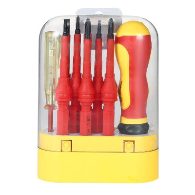 

PENGGONG 10pcs 500V Multi-functional Insulated Screwdrivers Set with Magnetic Slotted Phillips Torx Bits&Test Pencil Electrica