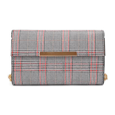 

Elegant Plaid Flap Clutch Women PU Leather Shoulder Messenger Chain Bags