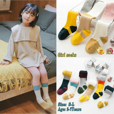

US Toddler Baby Girl Kid Style Knee High Base Color Matching Striped Autumn Sock