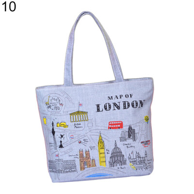 

Fashion Canvas Handbag Girl Single Shoulder Bag Zipper Shopping Travel Tote