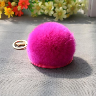 

8cm Soft Pom-pom Keychain Folding For Mini Makeup Mirror Creative Keychain Fashion Trend Accessories For Girl