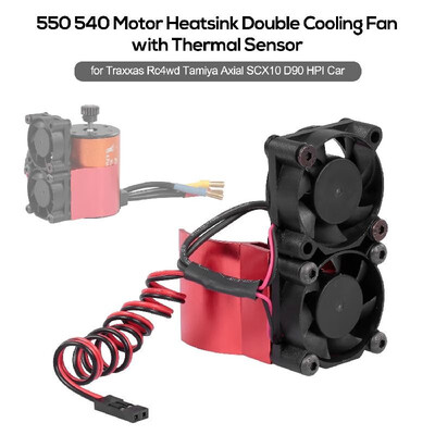 

RC Car Motor Heatsink 550 540 Motor Double Cooling Fans with Thermal Sensor CNC Aluminum Alloy Heatsink for Traxxas Hsp Redcat Rc4