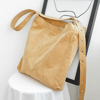 

2019 Women Adjusted Straps Handbags High Capacity Corduroy Shoulder Bags Foldable Reusable Shopping Bags Fashion Travel Bags