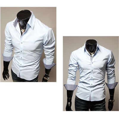 

Fashion Mens Luxury Stylish Casual Dress Shirts Long Sleeve Slim Fit T-Shirts