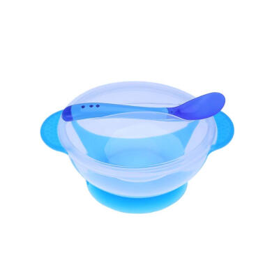 

Baby Toddler Sucker Bowl Set with Spoon Fork Baby Training Eating Bowl