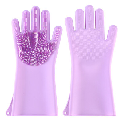 

1 Pair Silicone Dish Washing Gloves Anti-slip Scrubber Kitchen Bathroom Cleaner