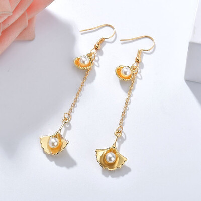 

New Fashion Oversized Pendant Korean Version Of The Earrings Womens Bow Shell Heart-shaped Gold Earrings 2019 Dress Wear