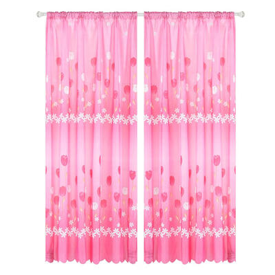 

Plain Horizontal Strip Tulip Print Window Blinds Drapes Blackout Curtains