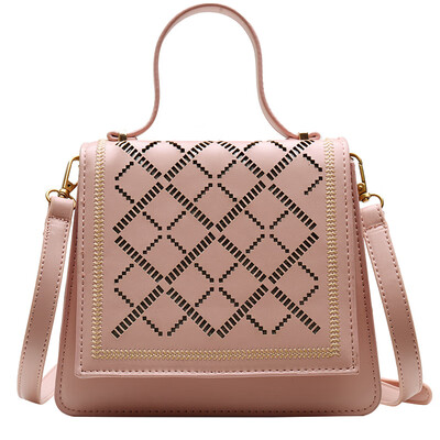 

Fashion rivet lock small square bag female 2019 new ribbed shoulder bag tide Korean version of the simple multi-layer diagonal cross bag