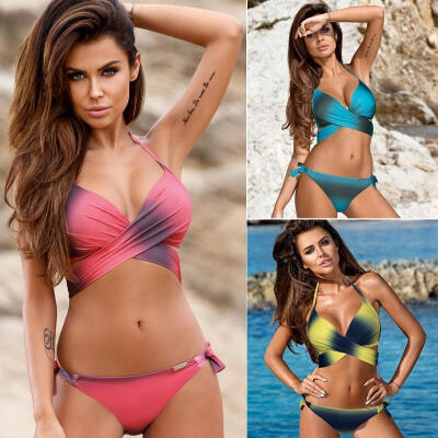 

Sexy Swimwear Women Triangle Bikini Set Bandage Push-Up Swimsuit Bathing Beachwear