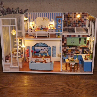 

Tailored 3D Wooden DIY Miniature House Furniture LED House Puzzle Decorate Creative Gifts