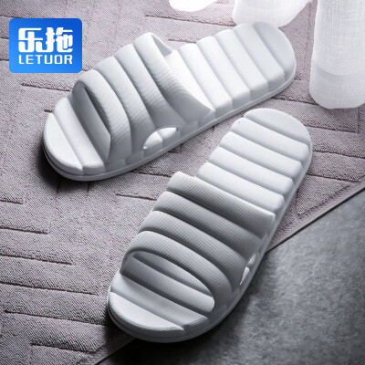 

Le drag slippers couple sandals men&women four seasons indoor home bathroom bath fashion leisure swimming non-slip cool summer waterproof floor mute thick soft bottom SJ1903 light gray 4243