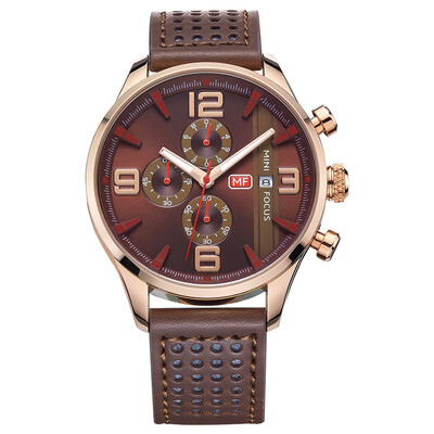 

BOFUTE Male Watches Business Watch Three Eyes Six Needles Calendar Luminous Waterproof Genuine Leather Strap 0016G