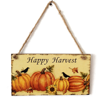 

Fall Autumn Harvest Wooden Board Thanksgiving Pumpkin Hanging Sign Door Decor