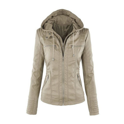 

Womens Solid Zipper Hooded Coats Plus Size Autumn Winter Outwear Party Jackets