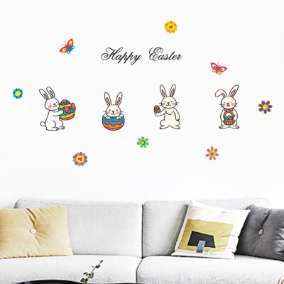 

〖Follure〗Happy Easter Rabbit Vinyl Decal Art Wall Sticker DIY Home Room Decor