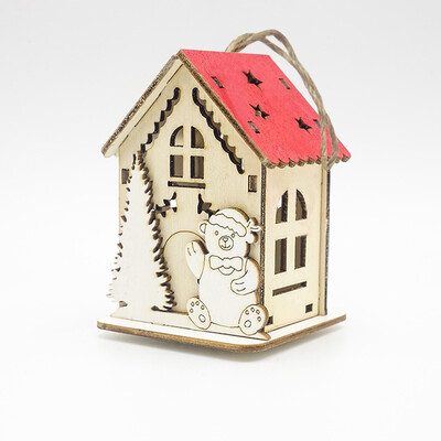 

Siaonvr LED Light Wood House Cute Christmas Tree Hanging Ornaments Holiday Decoration