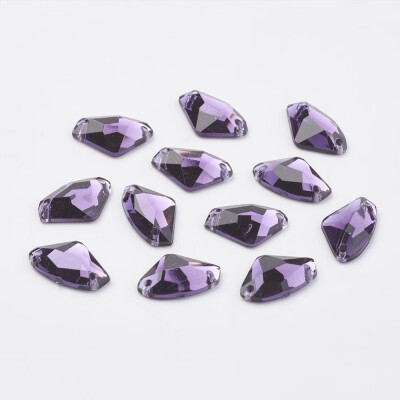 

Sew on Rhinestone Taiwan Acrylic Rhinestone Two Holes Garments Accessories Faceted Triangle Mauve 14x9x3mm Hole 1mm