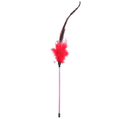 

Colorful Long Tail Feather Stick Cat Catcher Teaser Toy with Bell Cat Rod