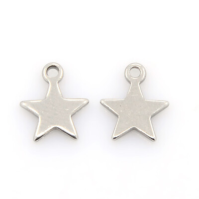

304 Stainless Steel Charms Star Pendants Stainless Steel Color 10x9x1mm Hole 1mm