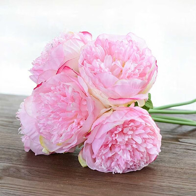 

European-style artificial flower hand tied five branch peony wedding hand-held floral fake flower living room indoor shopping mall