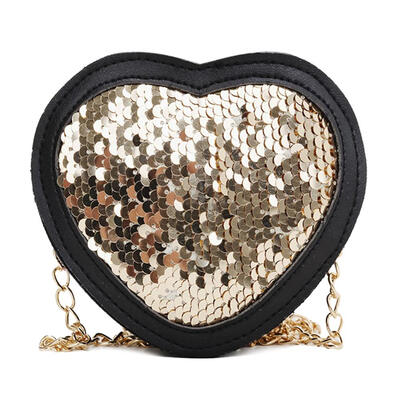 

Sequins Heart Shaped Shoulder Handbags Kids Girls Chain Crossbody Bags