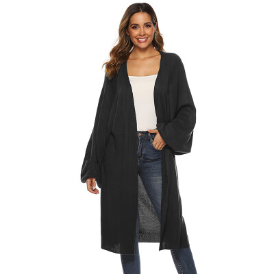 

Fashion V Neck Lantern Sleeve Women Coats Solid Color Feminino Loose Cardigan Autumn Loose Outerwear