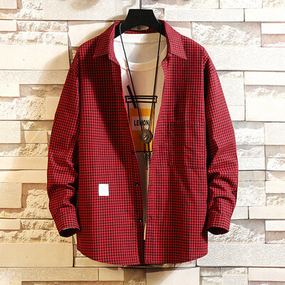 

Tailored Mens Casual Fashion Business Plaid Printing Loose Long Sleeve Shirt Tops Blouse
