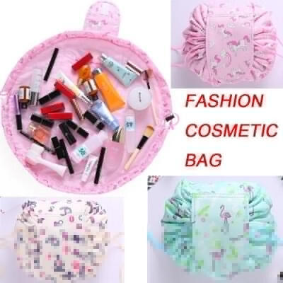 

Women Makeup Drawstring Pouch Bucket Barrel Shaped Cosmetic Bag Travel Case