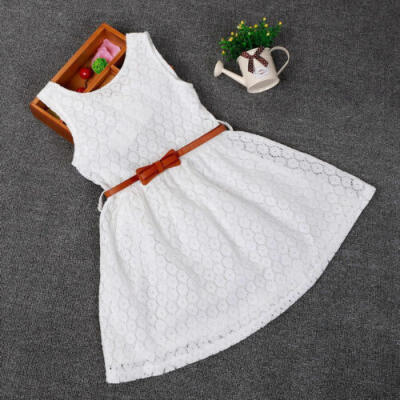 

USA Baby Girls Kids Lace Hollow Out Party Dress Clothes Summer Dresses Sundress