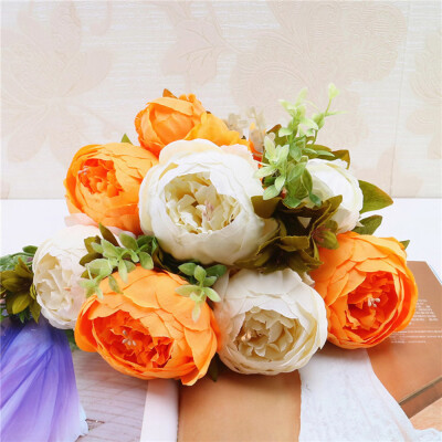 

Siaonvr 1 Bouquet Vintage Artificial Peony Silk Flowers Bouquet for Decoration