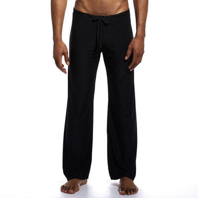 

Mens Pajamas Pants Solid Loose-fitting Ice Silk Lounge Bottoms