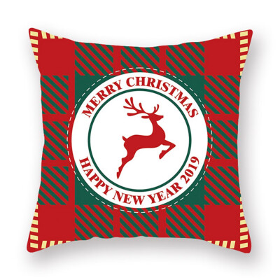 

18X18cm New Christmas Red Plaid Peach Skin Pillow Case Sofa Throw Cushion Cover Home Party Decor Decoration Pillowcase