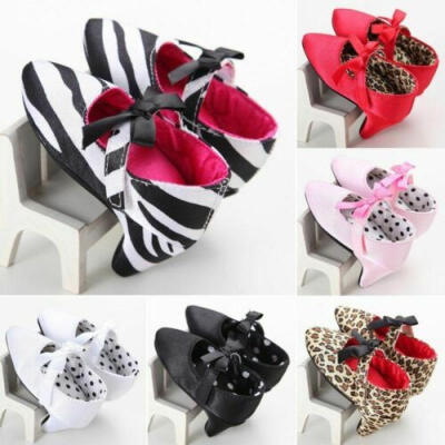 

Newborn Baby Girl High Heels Bowknot Princess Shoes Leopard Soft Sole Crib Shoes