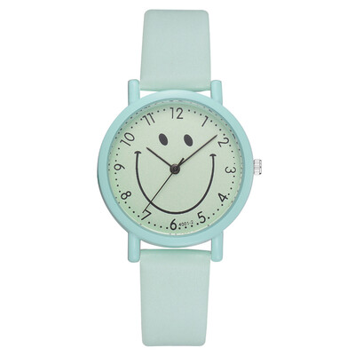 

Europe&the United States hot QQ cartoon smiley expression pack student watch trend solid color quartz watch