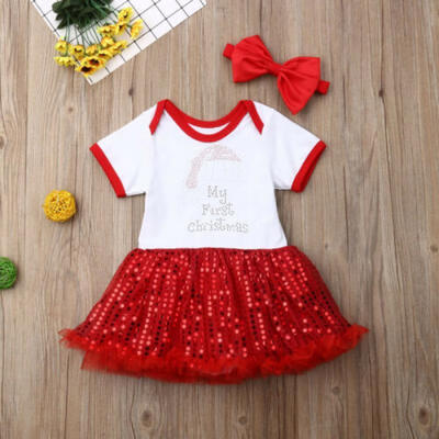 

Christmas Newborn Toddler Baby Girls Clothes Letter Prints Romper Dress Outfits
