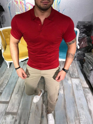 

Mens Summer Polo Shirts Short Sleeve Button Slim Fit Tops Casual Soild Tee Tops