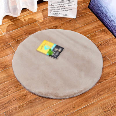 

Ultra Soft Round Shape Decorative Rug Faux Artificial Rabbit Hair Carpet Rugs Non-slip Floor Mats Home Decor for Living Room Bedro